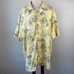 Trader Bay Yellow Tropical Button Down Shirt Size XL EUC